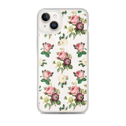 Vintage Flowers Clear iPhone Case - iPhone 15-11 All Sizes