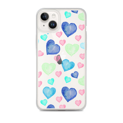 Colorful Hearts Clear iPhone Case - iPhone 15-11 All Sizes