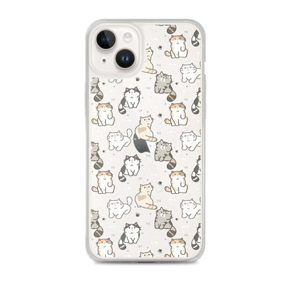 Cute Cartoon Cat Clear iPhone Case - iPhone 15-11 All Sizes