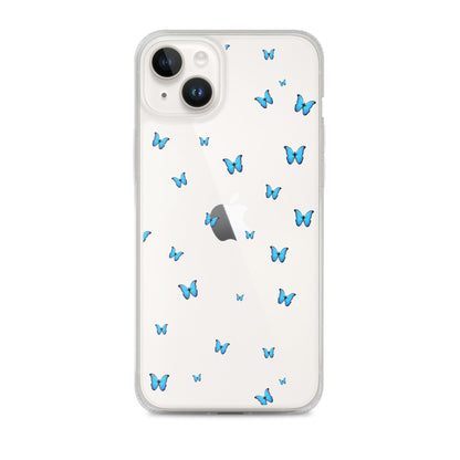 Blue Butterflies Clear iPhone Case - iPhone 15-11 All Sizes