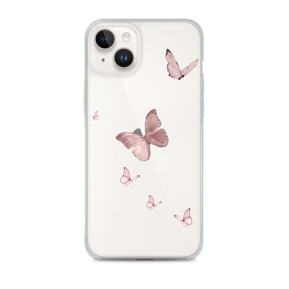 Minimal Pink Butterfly Clear iPhone Case - iPhone 15-11 All Sizes