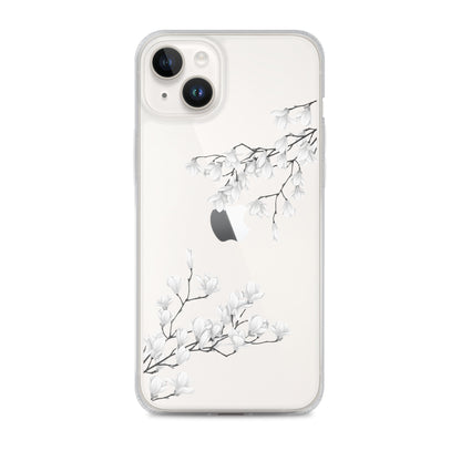 Minimal White Blossoms Clear iPhone Case - iPhone 15-11 All Sizes