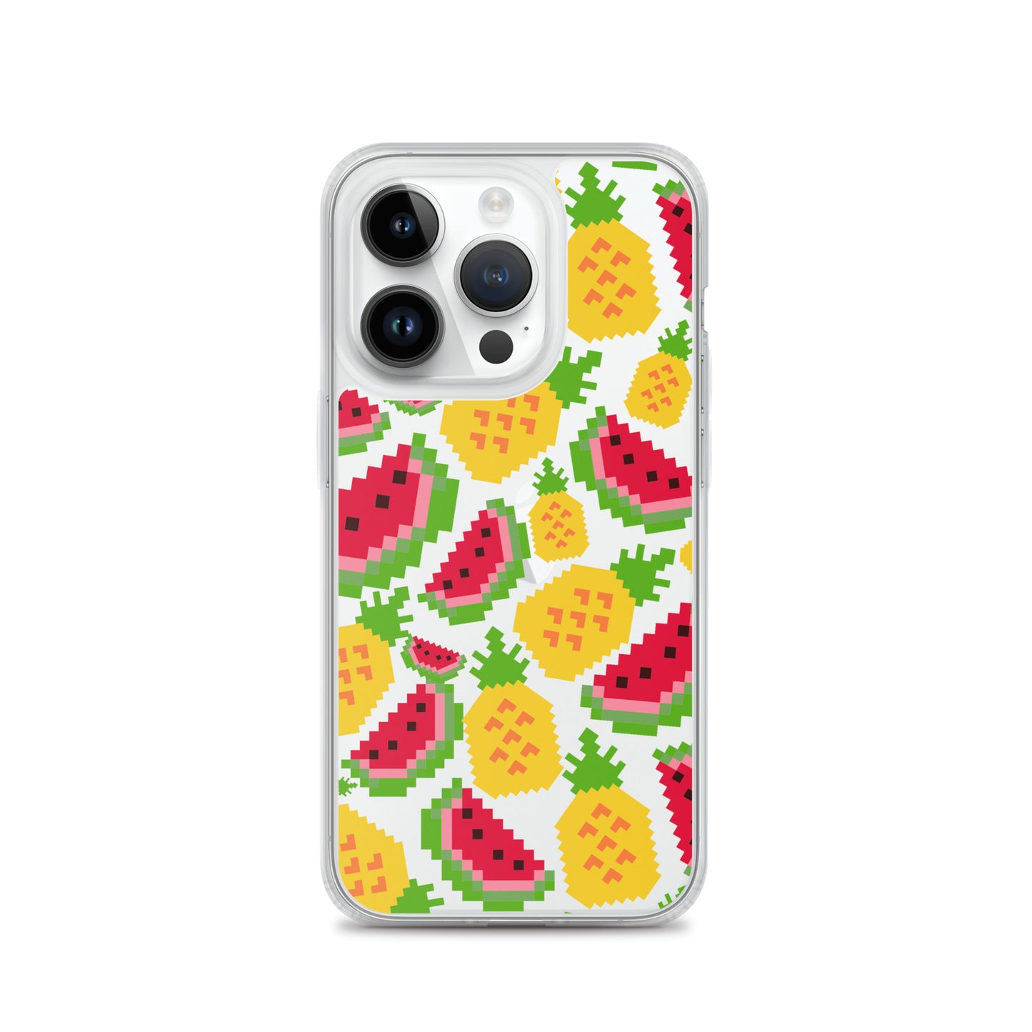 Retro Pixel Fruits Clear iPhone Case for iPhone 15-11 All Sizes