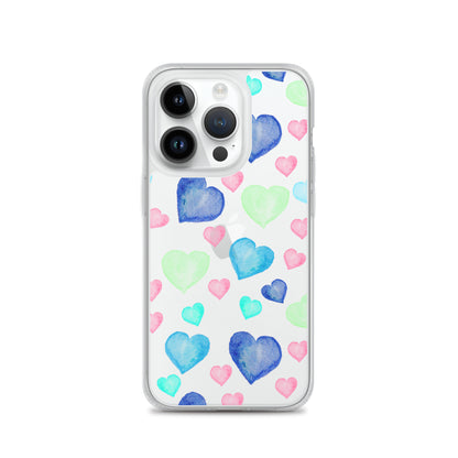 Colorful Hearts Clear iPhone Case - iPhone 15-11 All Sizes