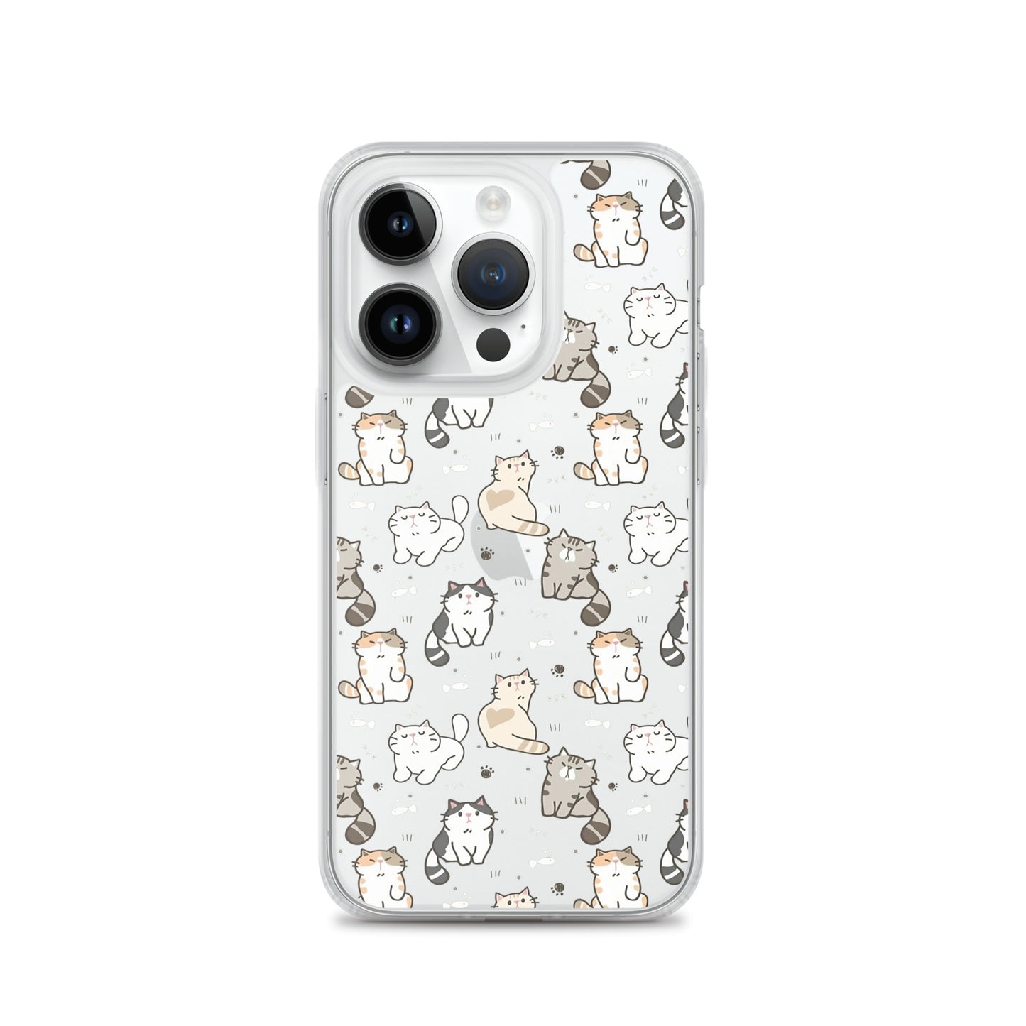 Cute Cartoon Cat Clear iPhone Case - iPhone 15-11 All Sizes