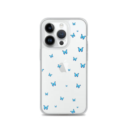 Blue Butterflies Clear iPhone Case - iPhone 15-11 All Sizes