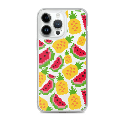 Retro Pixel Fruits Clear iPhone Case for iPhone 15-11 All Sizes