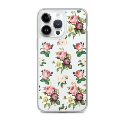 Vintage Flowers Clear iPhone Case - iPhone 15-11 All Sizes