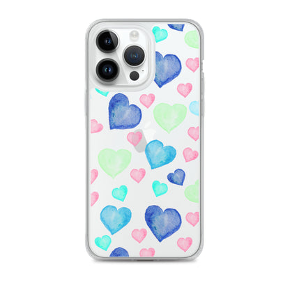 Colorful Hearts Clear iPhone Case - iPhone 15-11 All Sizes