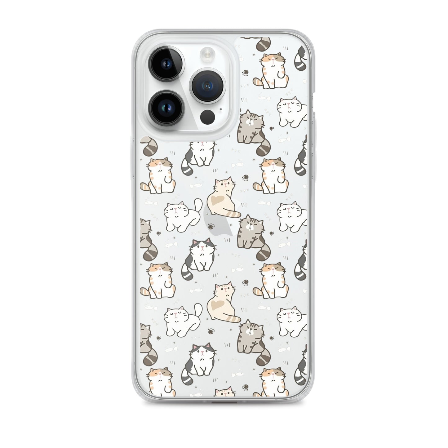 Cute Cartoon Cat Clear iPhone Case - iPhone 15-11 All Sizes