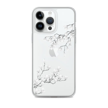 Minimal White Blossoms Clear iPhone Case - iPhone 15-11 All Sizes