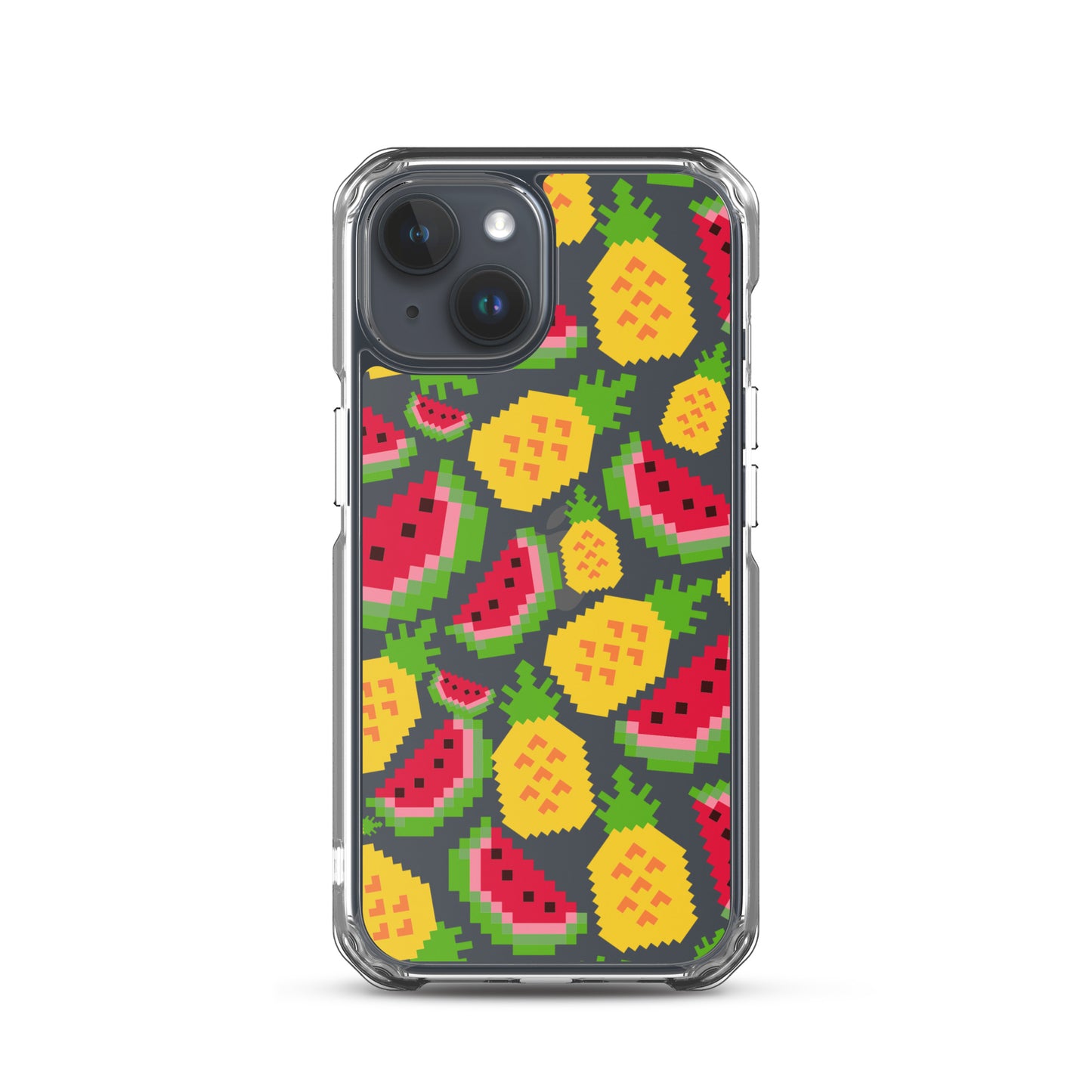 Retro Pixel Fruits Clear iPhone Case for iPhone 15-11 All Sizes