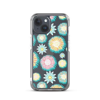 Aesthetic Blue Botanical Clear iPhone Case - iPhone 15-11 All Sizes