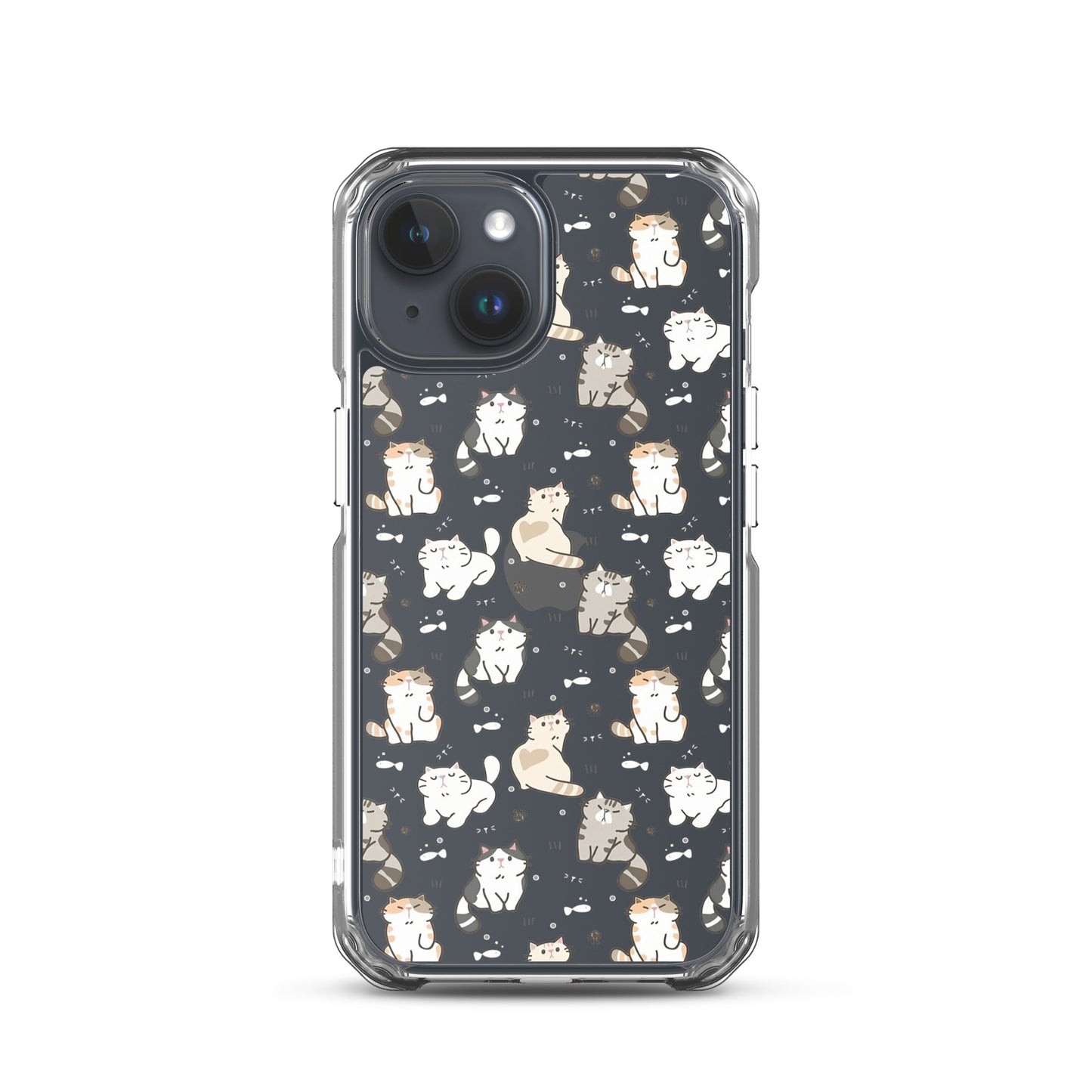 Cute Cartoon Cat Clear iPhone Case - iPhone 15-11 All Sizes