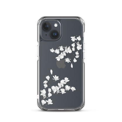 Minimal White Blossoms Clear iPhone Case - iPhone 15-11 All Sizes