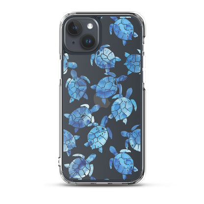 Blue Sea Turtle Clear iPhone Case - iPhone 15-11 All Sizes