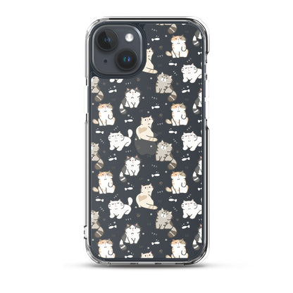 Cute Cartoon Cat Clear iPhone Case - iPhone 15-11 All Sizes