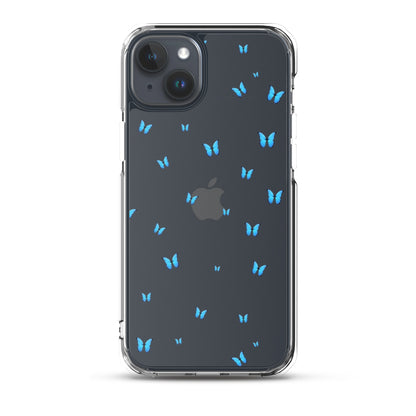 Blue Butterflies Clear iPhone Case - iPhone 15-11 All Sizes