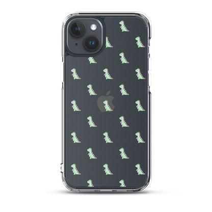 Green Little Dinosaur Clear iPhone Case - iPhone 15-11 All Sizes