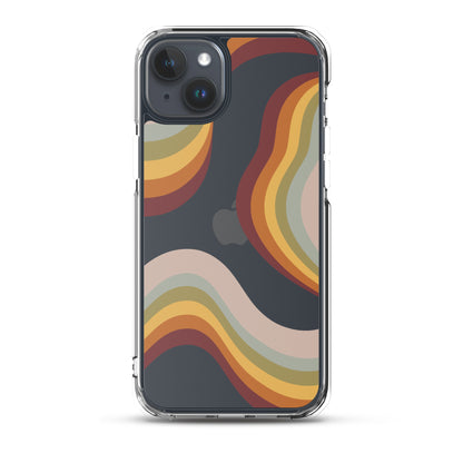 Retro Rainbow Clear iPhone Case - iPhone 15-11 All Sizes