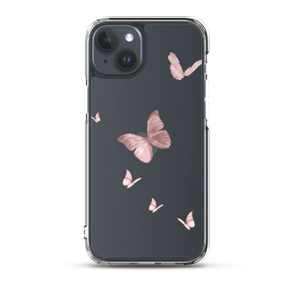 Minimal Pink Butterfly Clear iPhone Case - iPhone 15-11 All Sizes