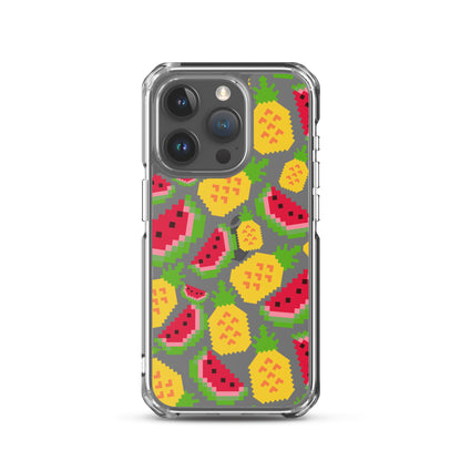 Retro Pixel Fruits Clear iPhone Case for iPhone 15-11 All Sizes