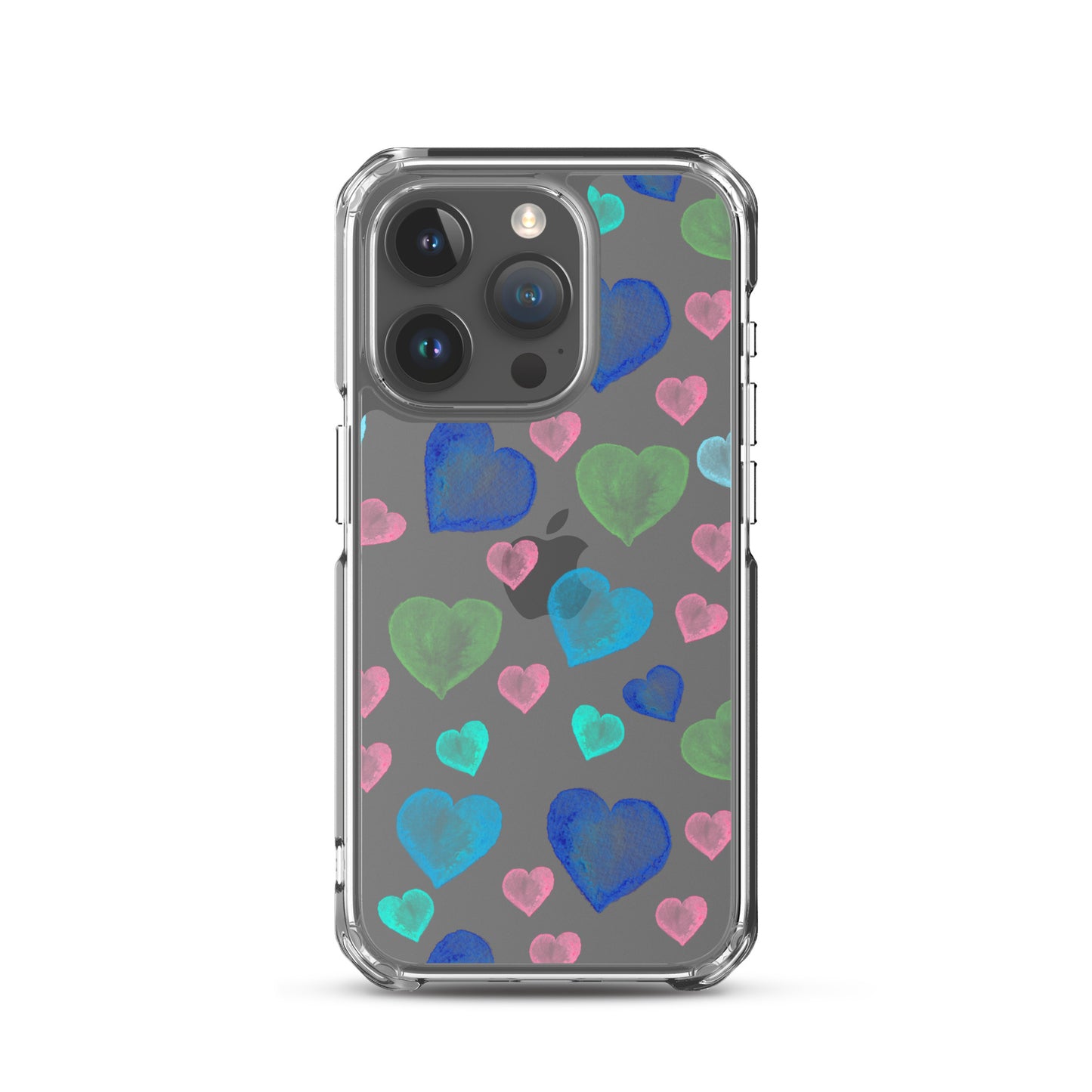 Colorful Hearts Clear iPhone Case - iPhone 15-11 All Sizes