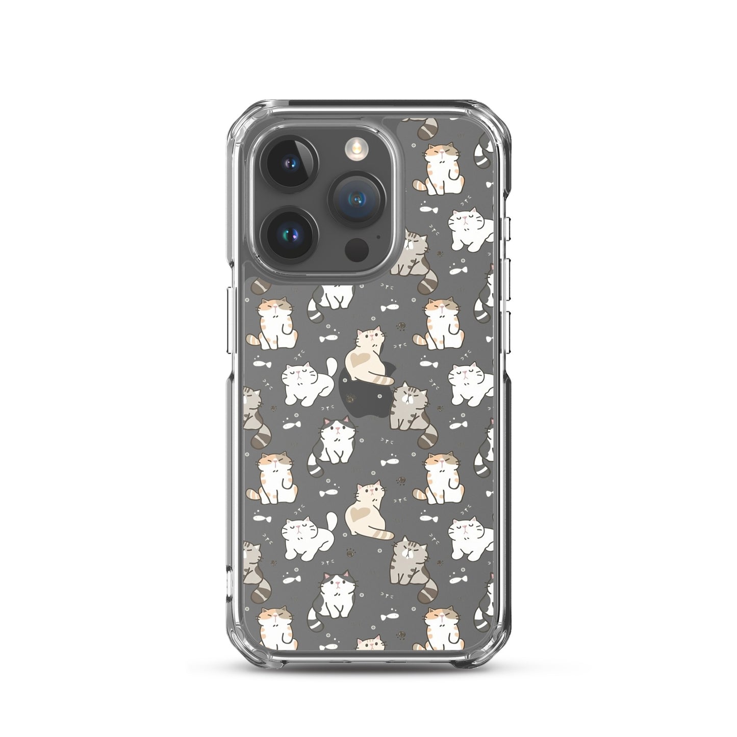 Cute Cartoon Cat Clear iPhone Case - iPhone 15-11 All Sizes