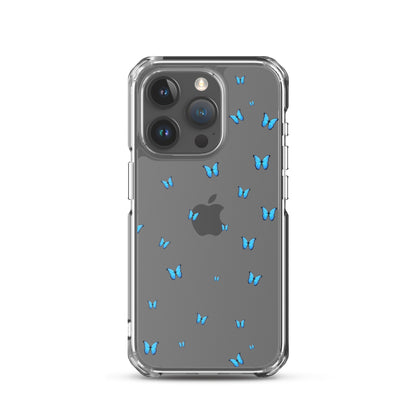 Blue Butterflies Clear iPhone Case - iPhone 15-11 All Sizes