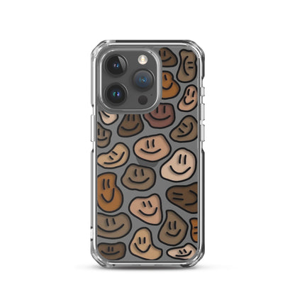 Brown Smiley Faces Clear iPhone Case - iPhone 15-11 All Sizes