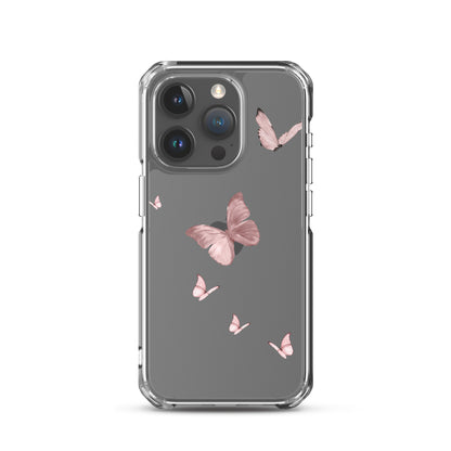 Minimal Pink Butterfly Clear iPhone Case - iPhone 15-11 All Sizes