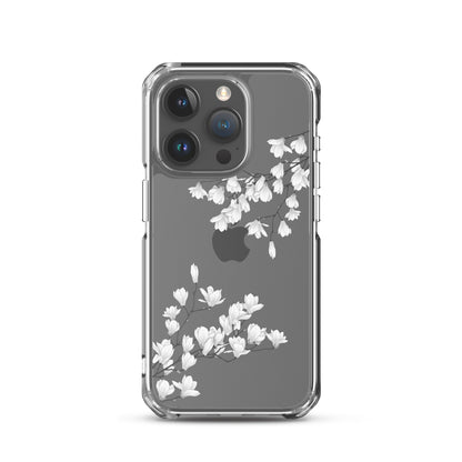 Minimal White Blossoms Clear iPhone Case - iPhone 15-11 All Sizes