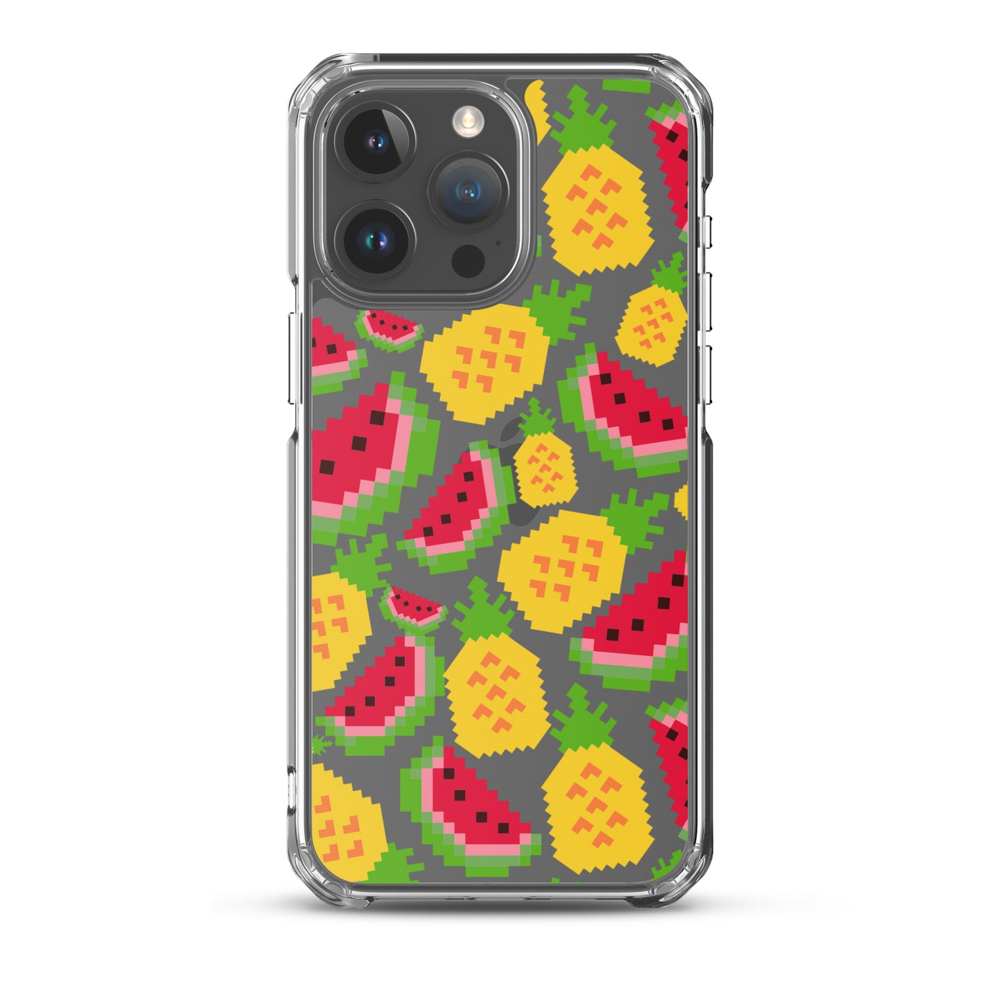 Retro Pixel Fruits Clear iPhone Case for iPhone 15-11 All Sizes