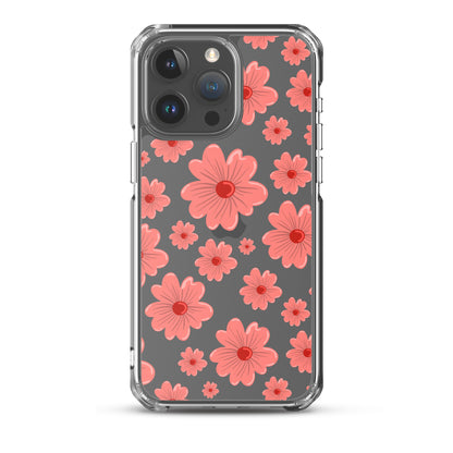 Pink Flower Clear iPhone Case - iPhone 15-11 All Sizes