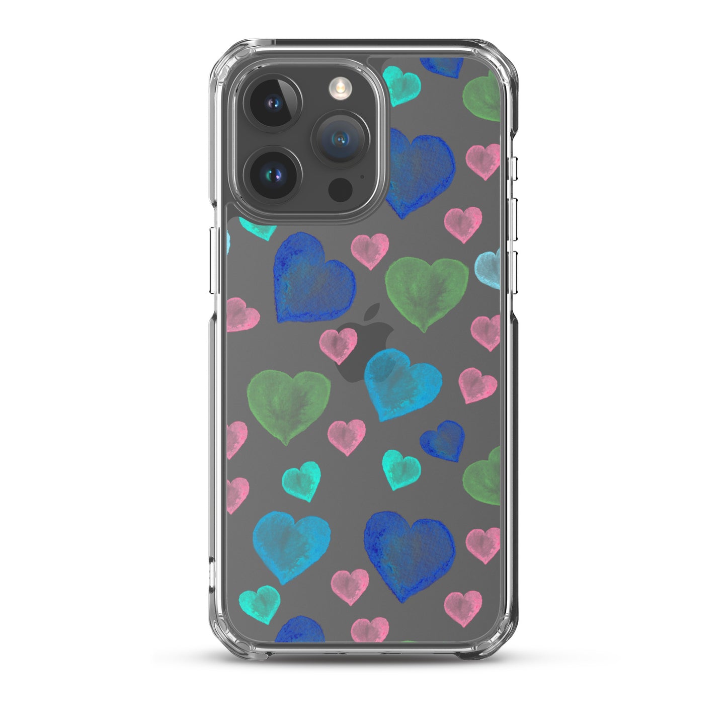 Colorful Hearts Clear iPhone Case - iPhone 15-11 All Sizes