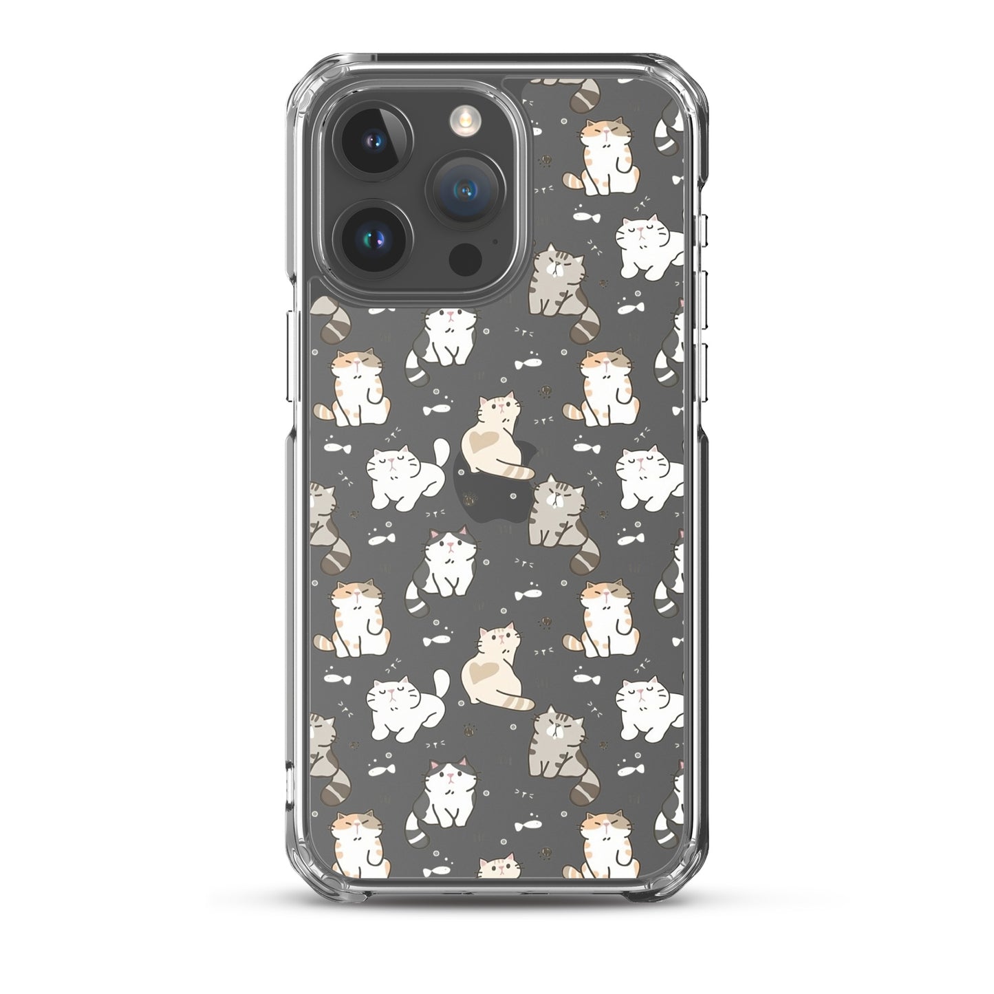 Cute Cartoon Cat Clear iPhone Case - iPhone 15-11 All Sizes