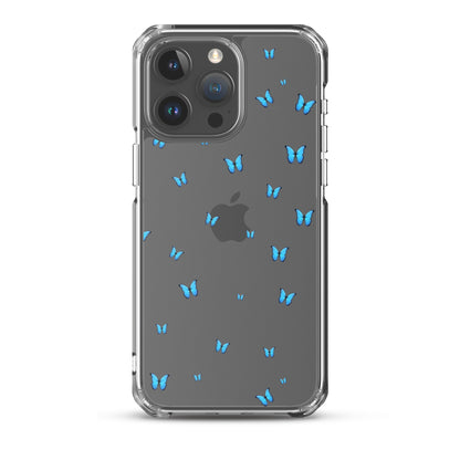 Blue Butterflies Clear iPhone Case - iPhone 15-11 All Sizes