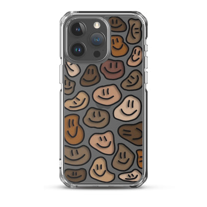 Brown Smiley Faces Clear iPhone Case - iPhone 15-11 All Sizes