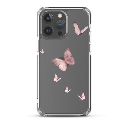 Minimal Pink Butterfly Clear iPhone Case - iPhone 15-11 All Sizes